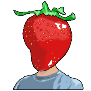 a self portrait with Jason's head in the shape of a strawberry [icon]