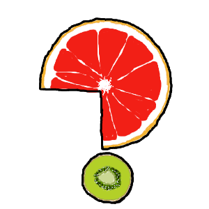 cut fruit in the shape of a question mark [icon]
